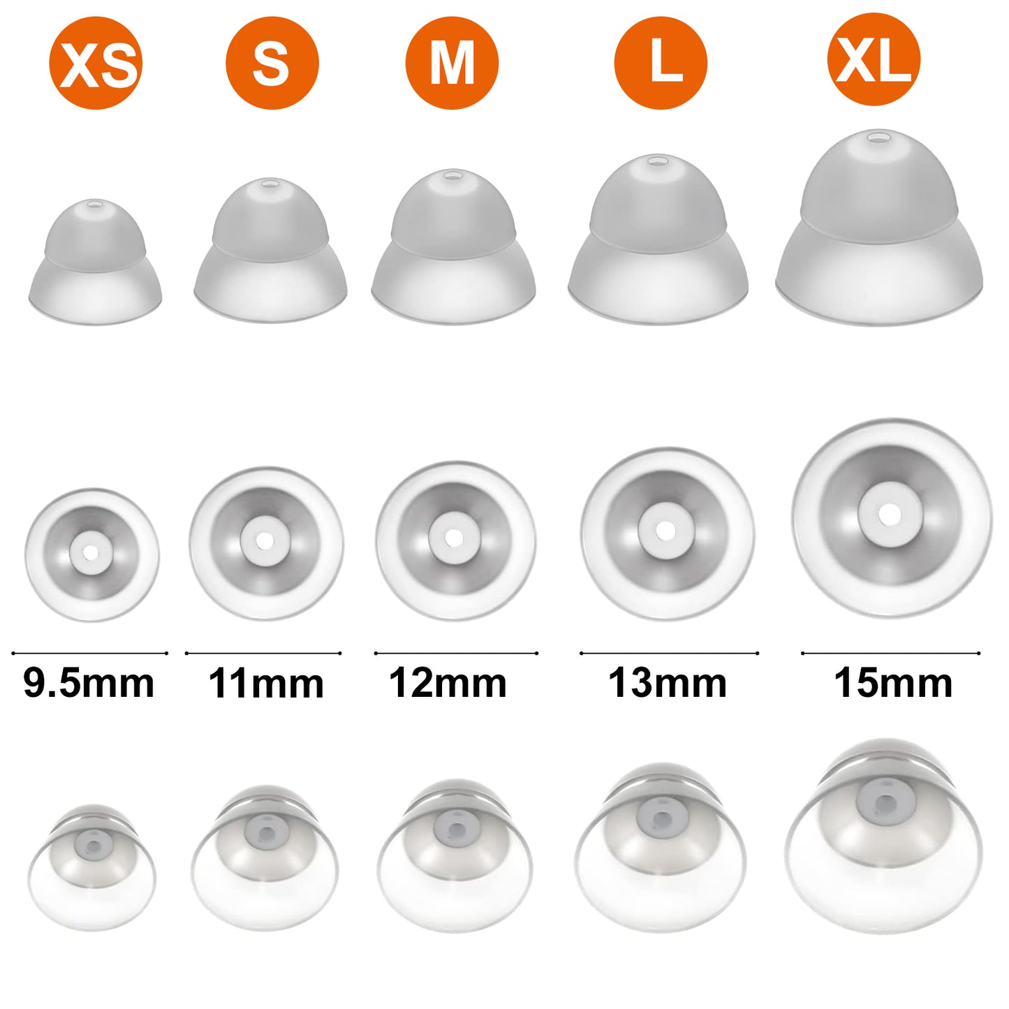 Double-layer Ear Domes for BIBIED CIC Hearing Aids (3 Pairs)